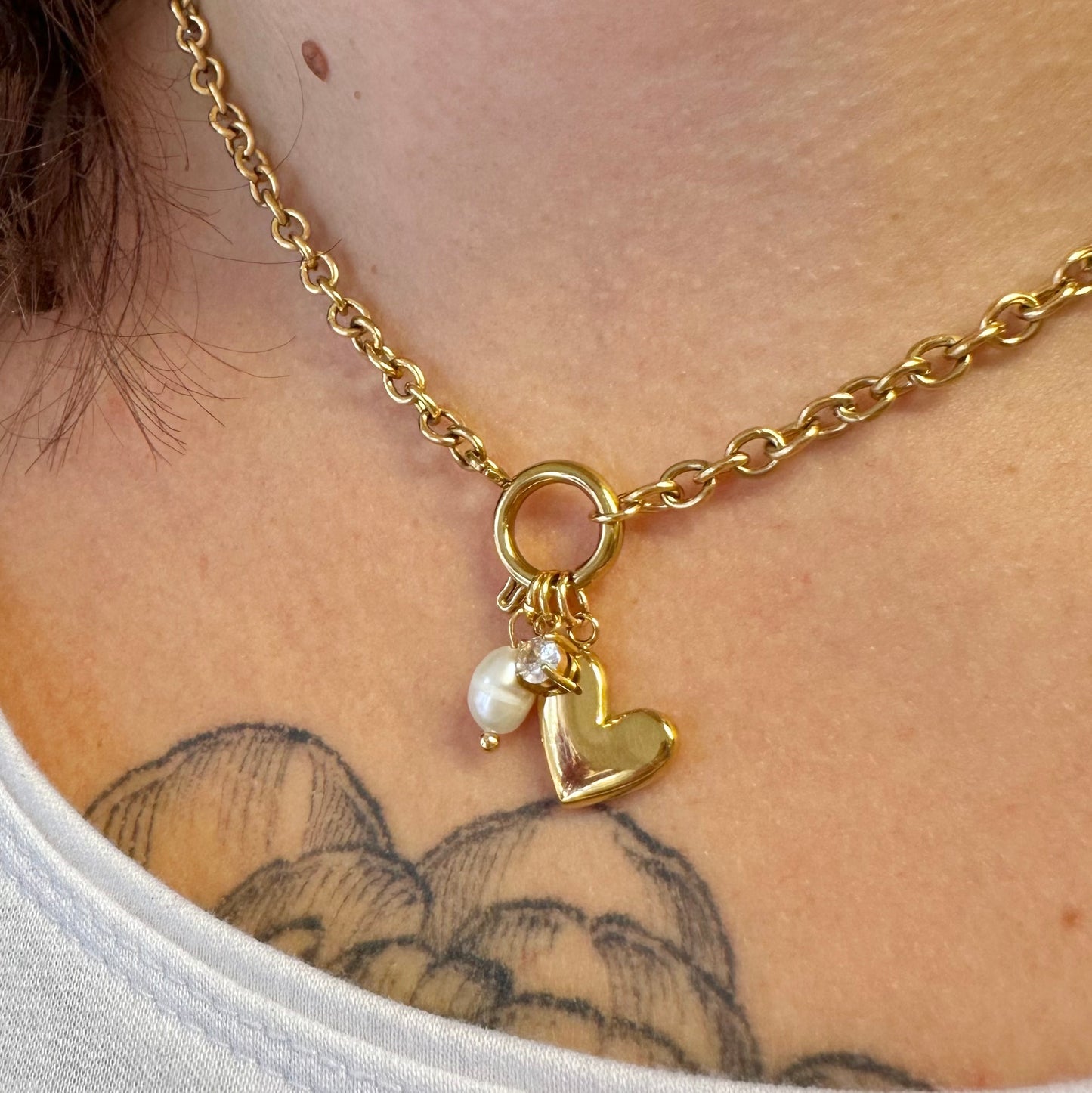 Charm Gold Necklace With 3 Charms