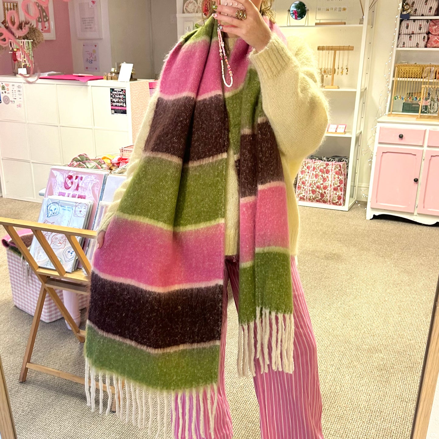 Pink & Green Extra Large Blanket Scarf (pre order)