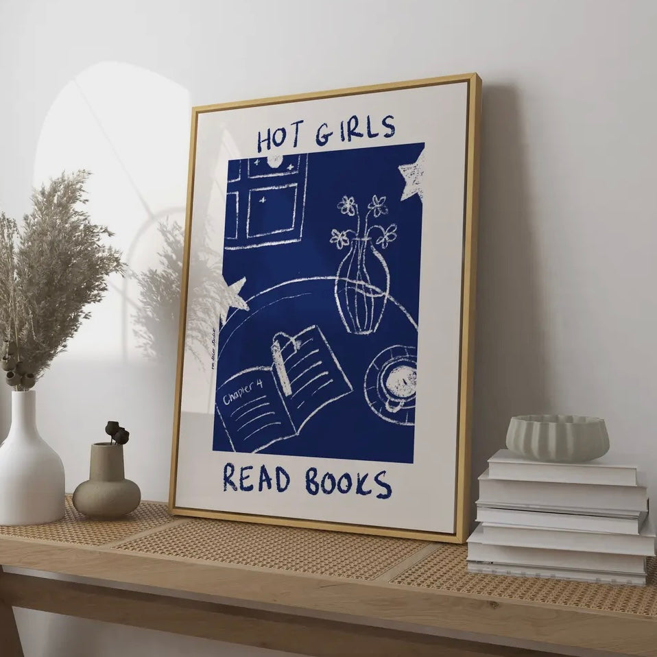 Hot Girls Read Books A4 Print