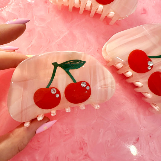 Cherry Diamanté Claw Clip