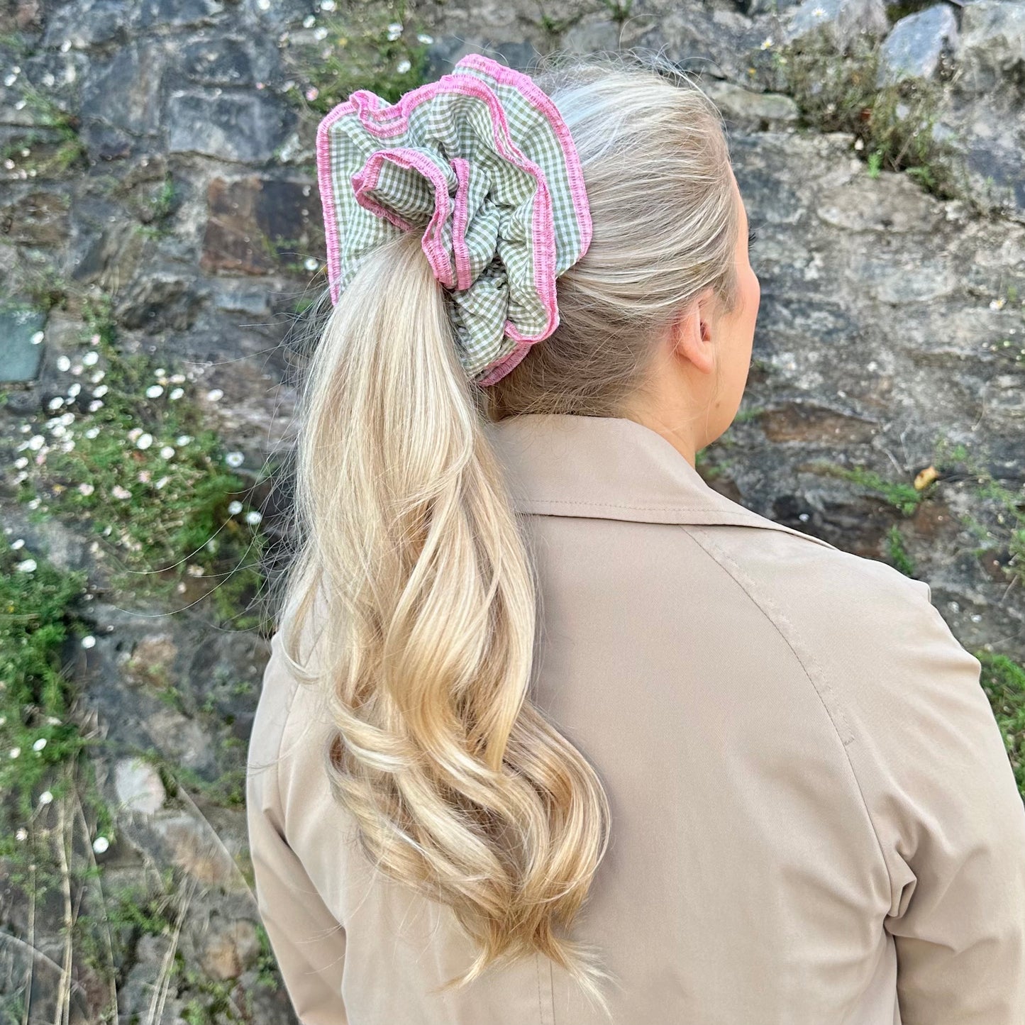 Oversize Large Gingham Scrunchie