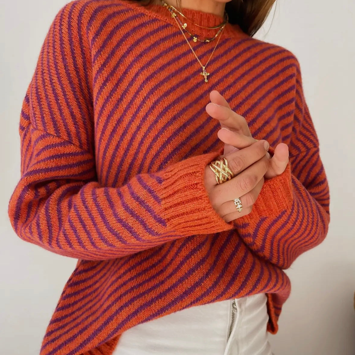 Orange & Purple Stripe Jumper