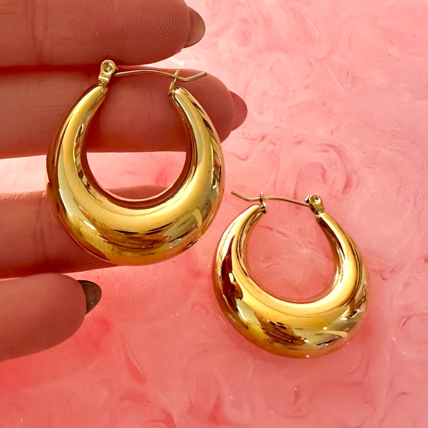Gold Chunky Hoop Earrings ✨