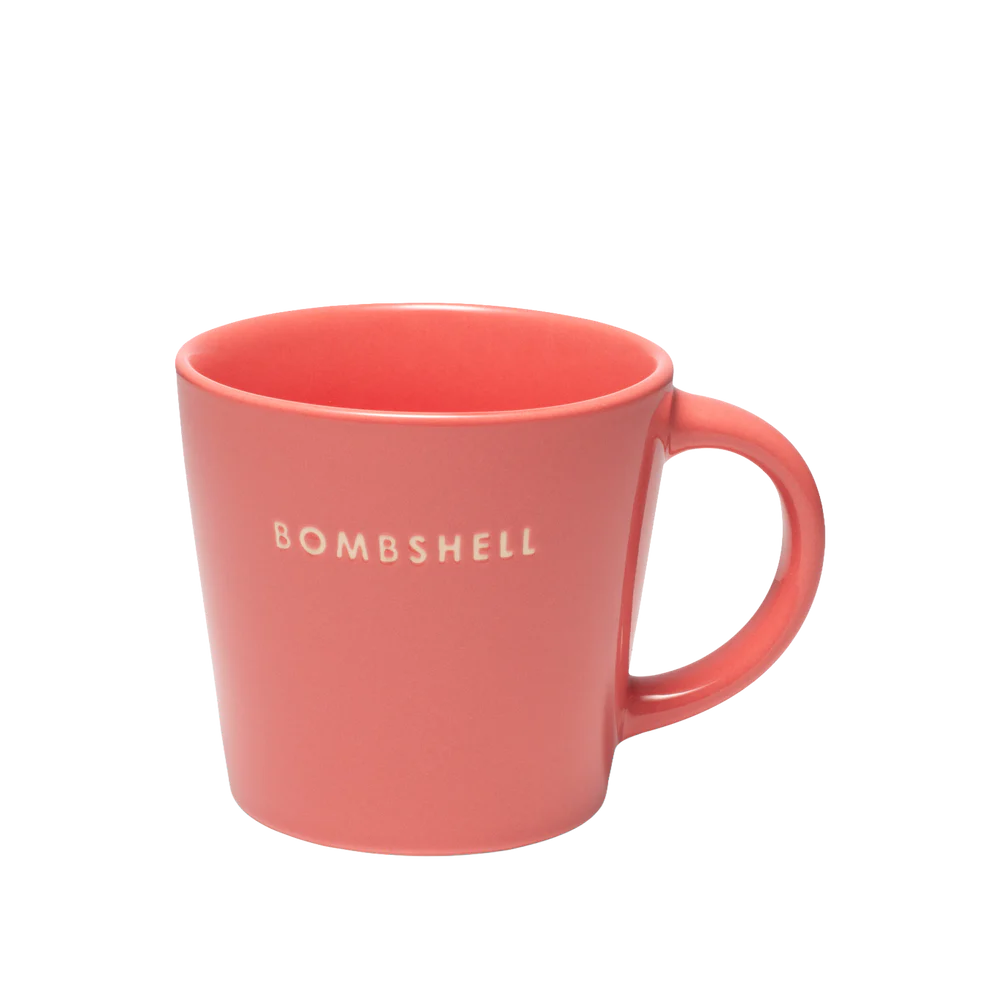 ‘Bombshell’ Coral Pink Coffee Cup
