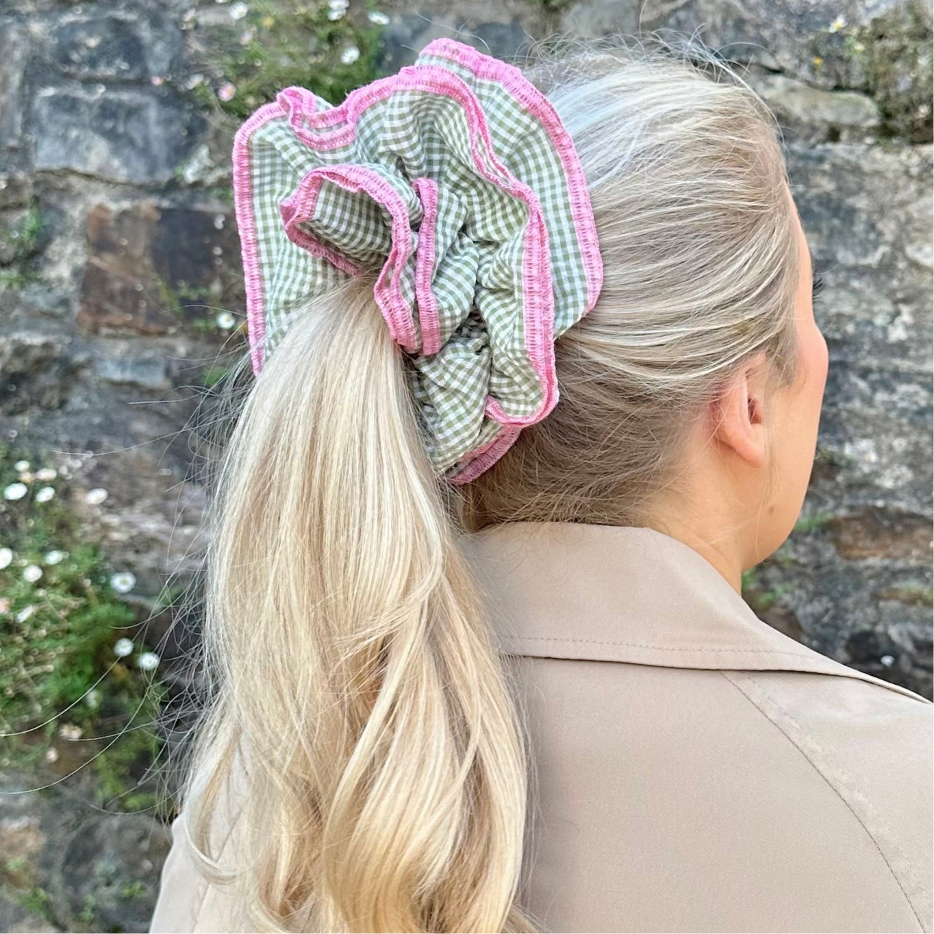 Oversize Large Gingham Scrunchie