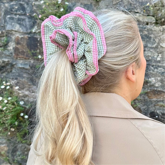 Oversize Large Gingham Scrunchie