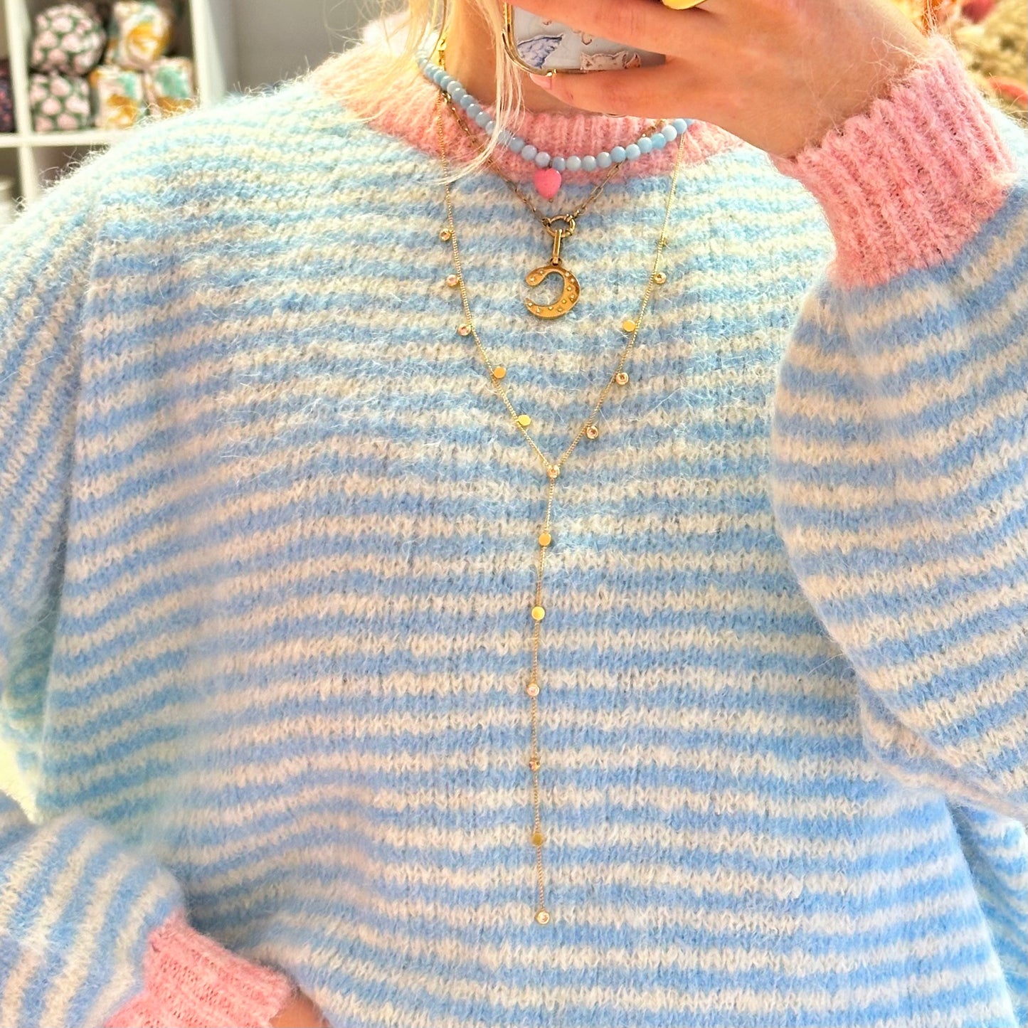 Baby Blue & Pink Super Soft Stripe Jumper