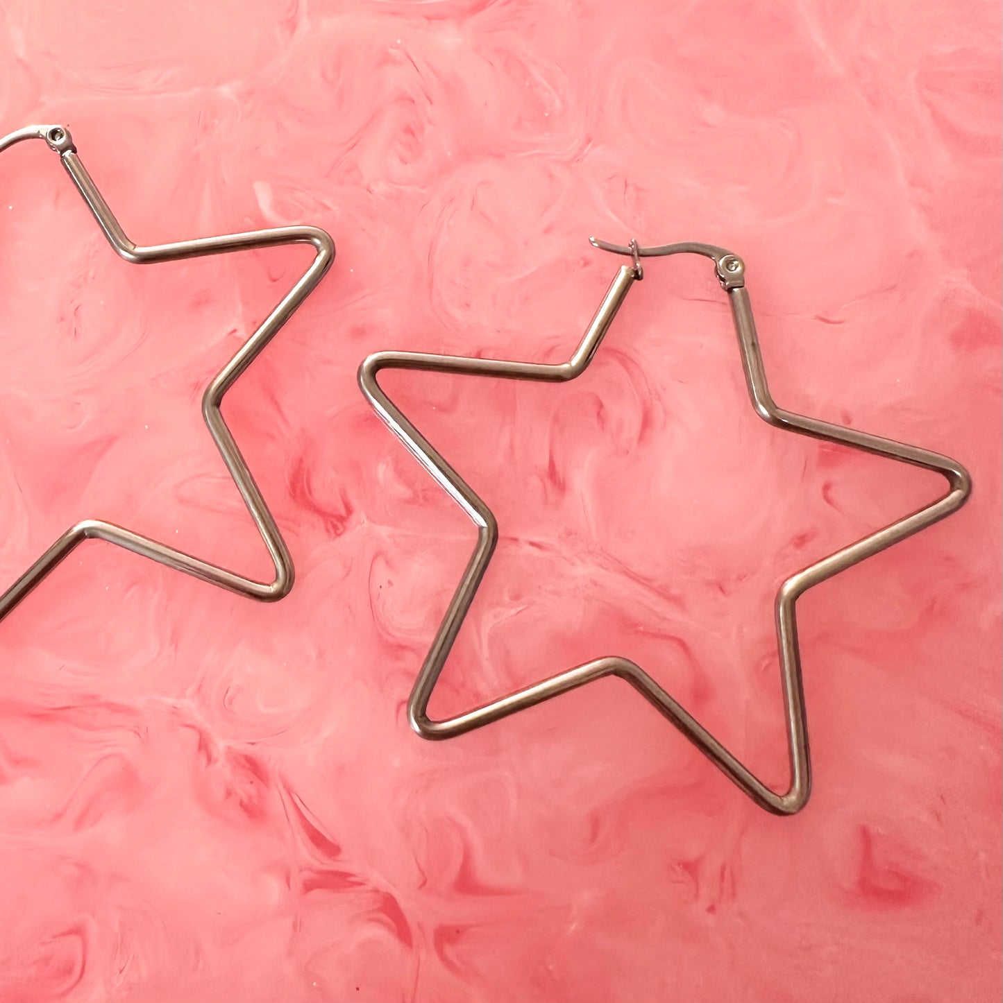 Silver Star Hoop Earrings