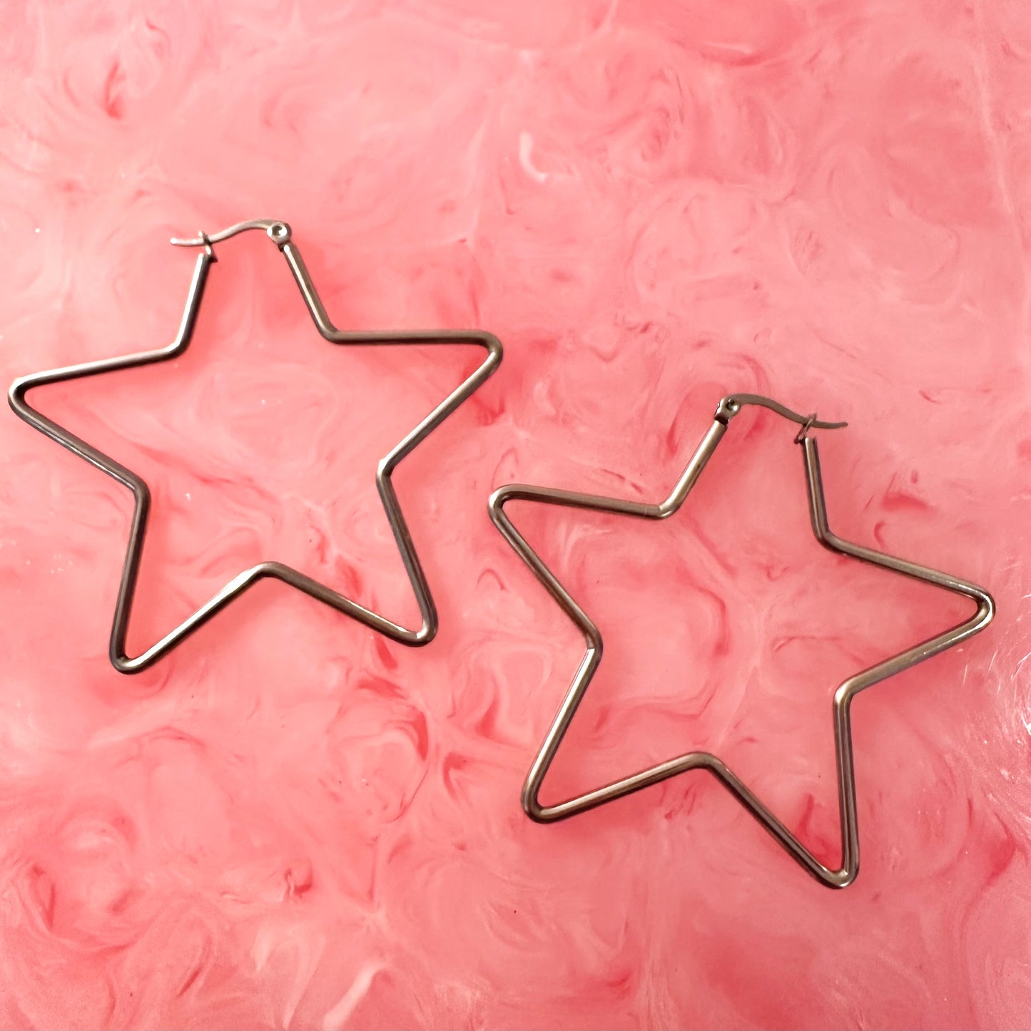 Silver Star Hoop Earrings