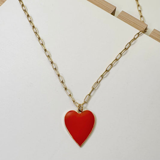 Red Heart Chain Necklace