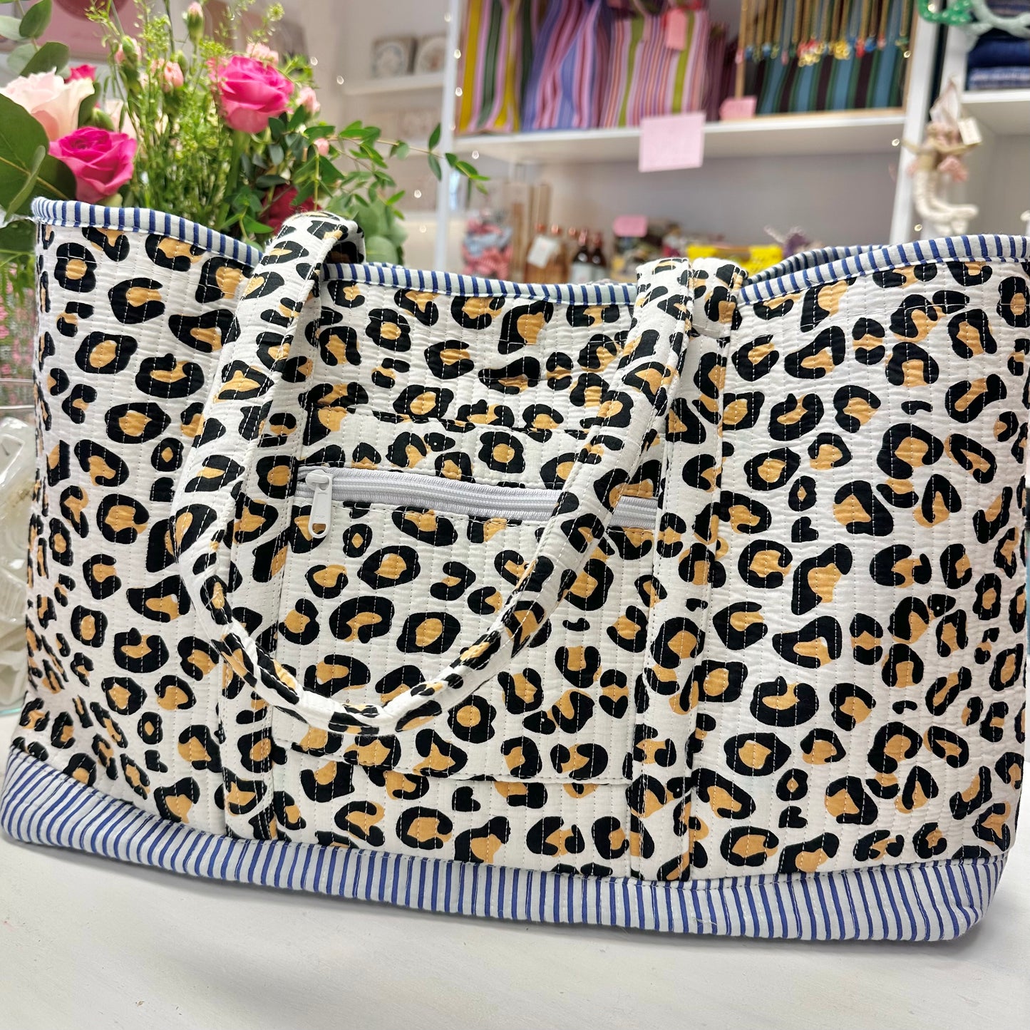 Reversible Leopard Print Fabric Tote Bag With Fasten 🐆