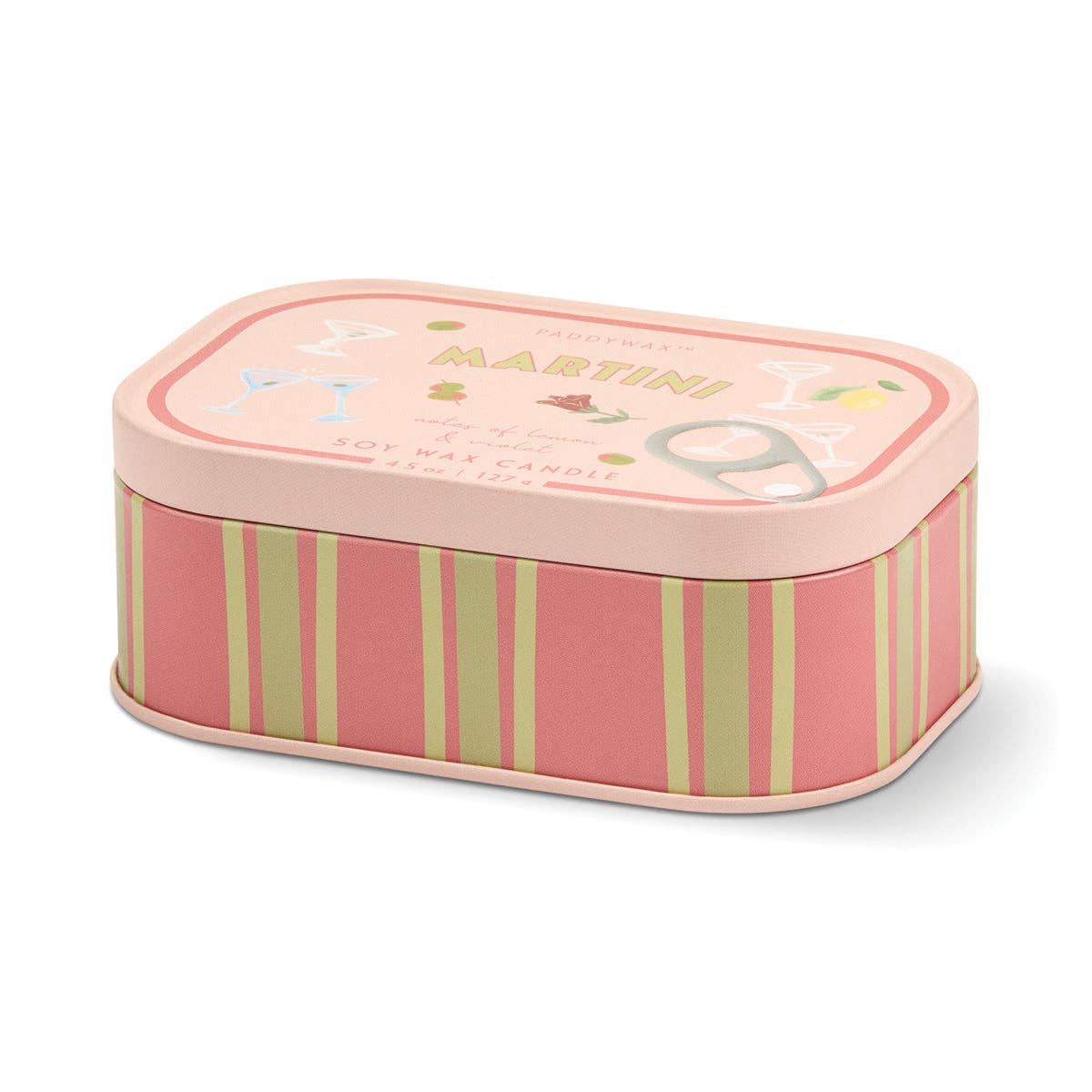 Lemon & Violet Martini Print Tin Candle