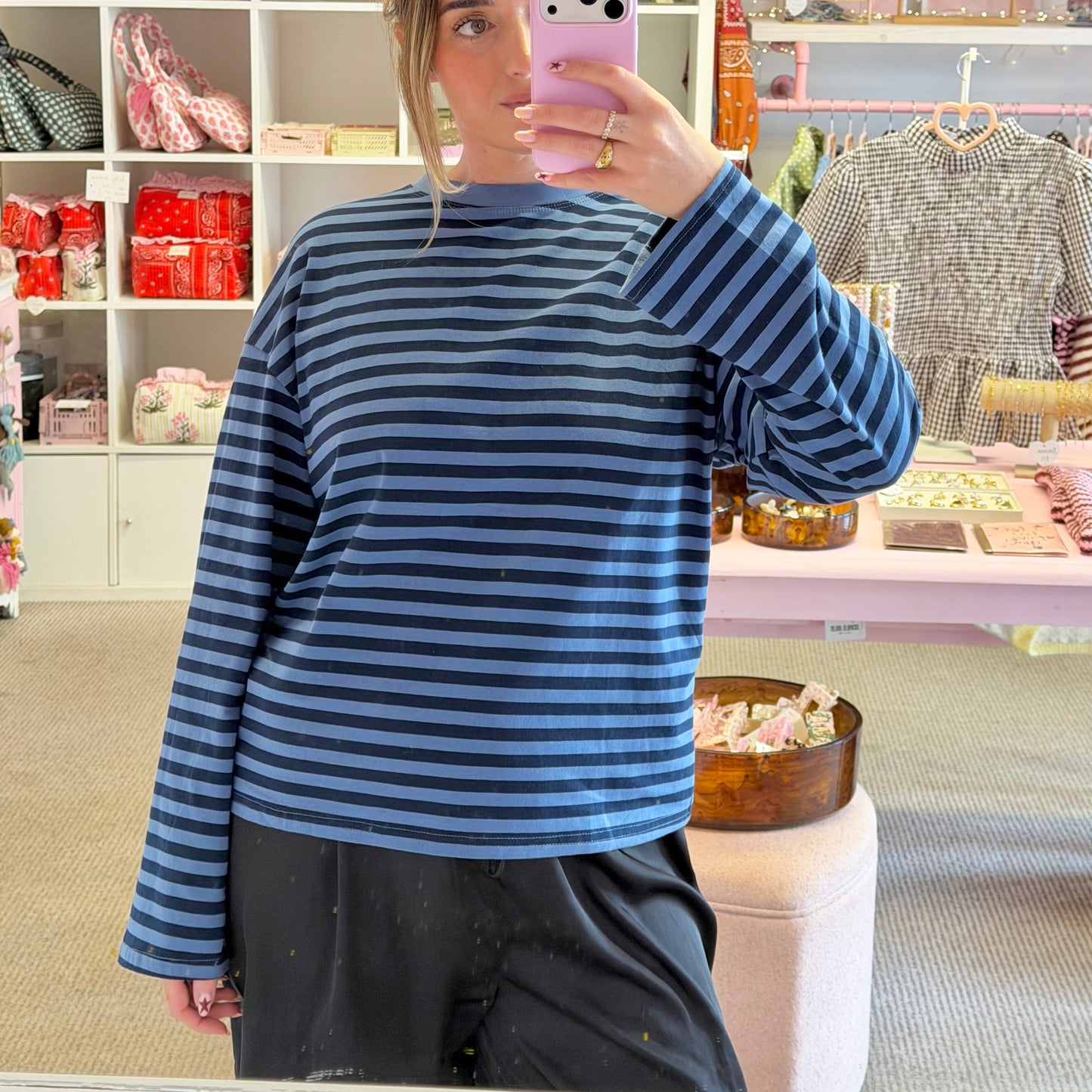 Blue Stripe Long Sleeve Comfy T-Shirt