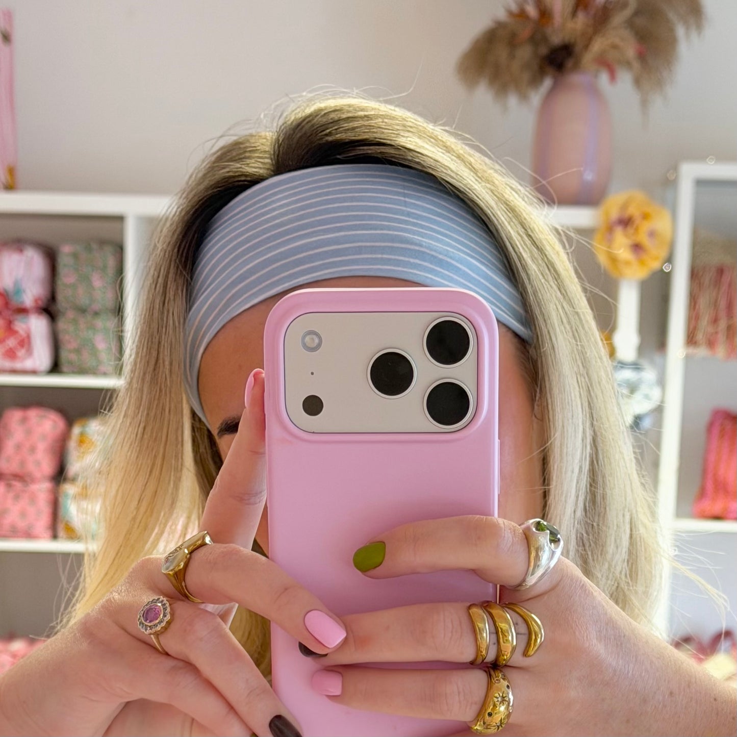 Baby Blue & White Stripe Headband