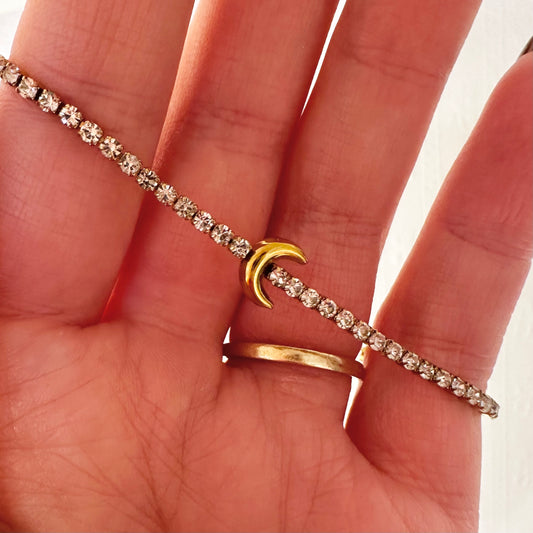 Super Sparkly Diamanté Moon Bracelet