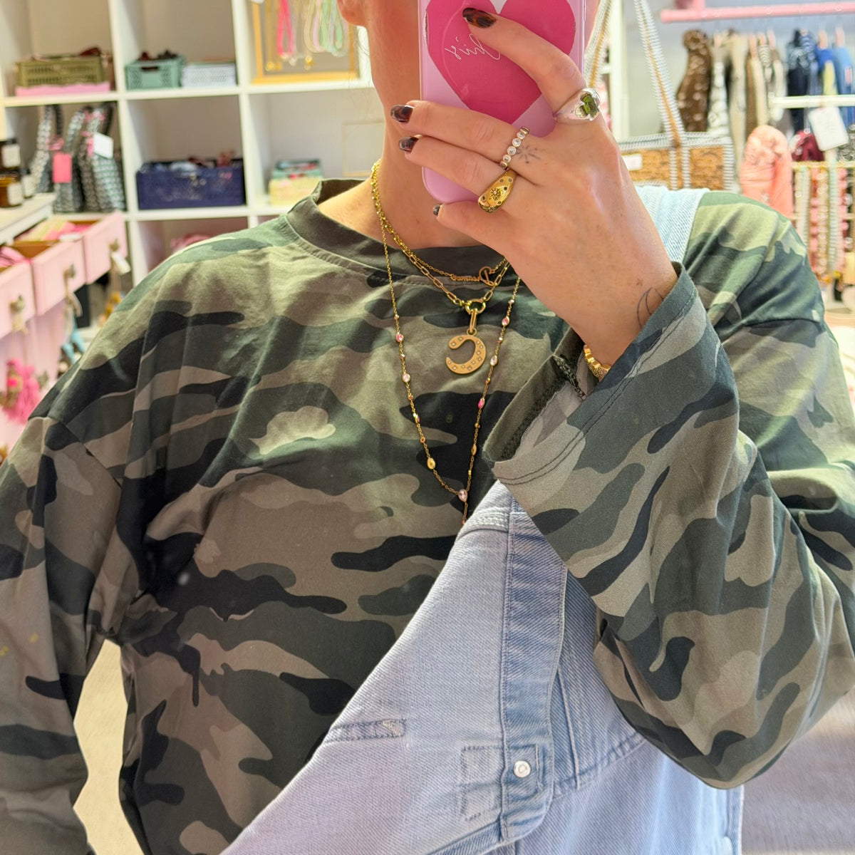 Camo Print Long Sleeve Cotton T-Shirt