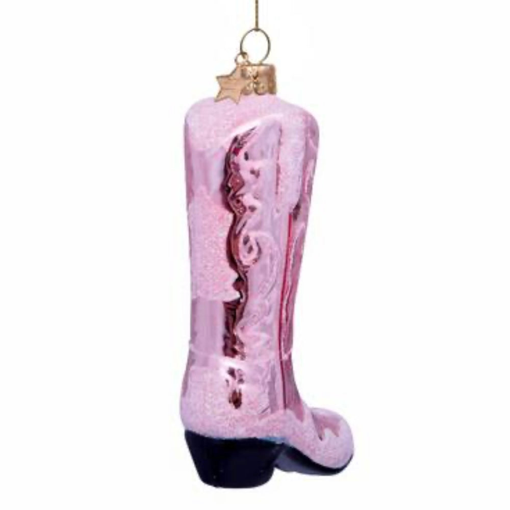 Taylor Pink Glitter Cowboy Boot Christmas Ornament