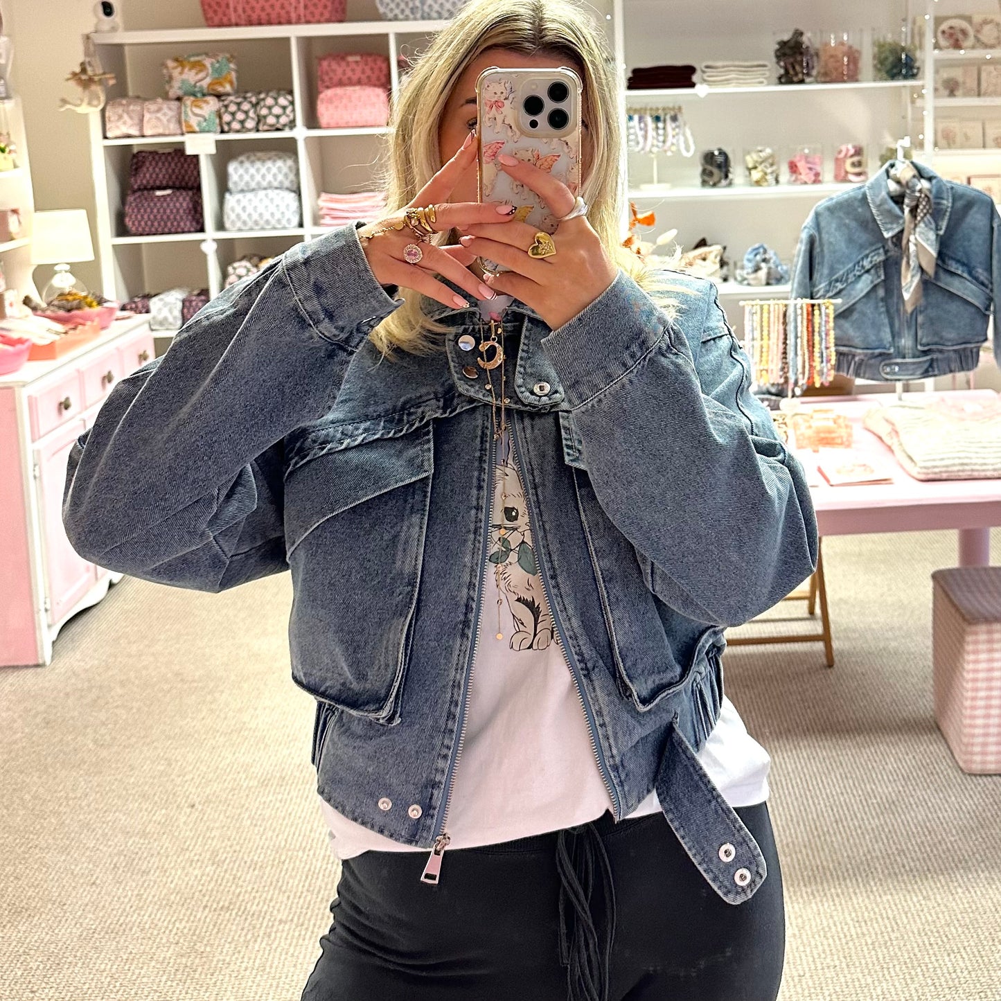 ✨ Denim Oversize Bomber Jacket