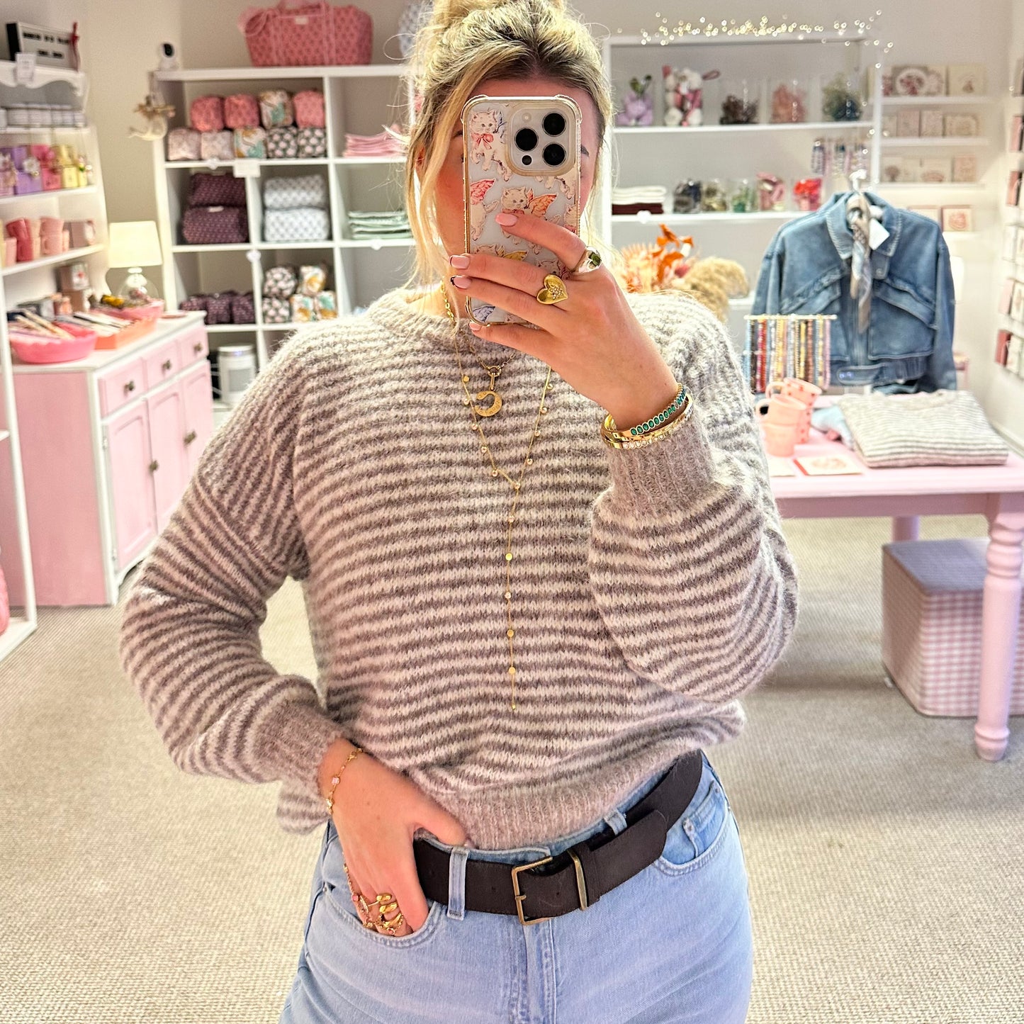 Beige & Cream Super Soft Stripe Jumper