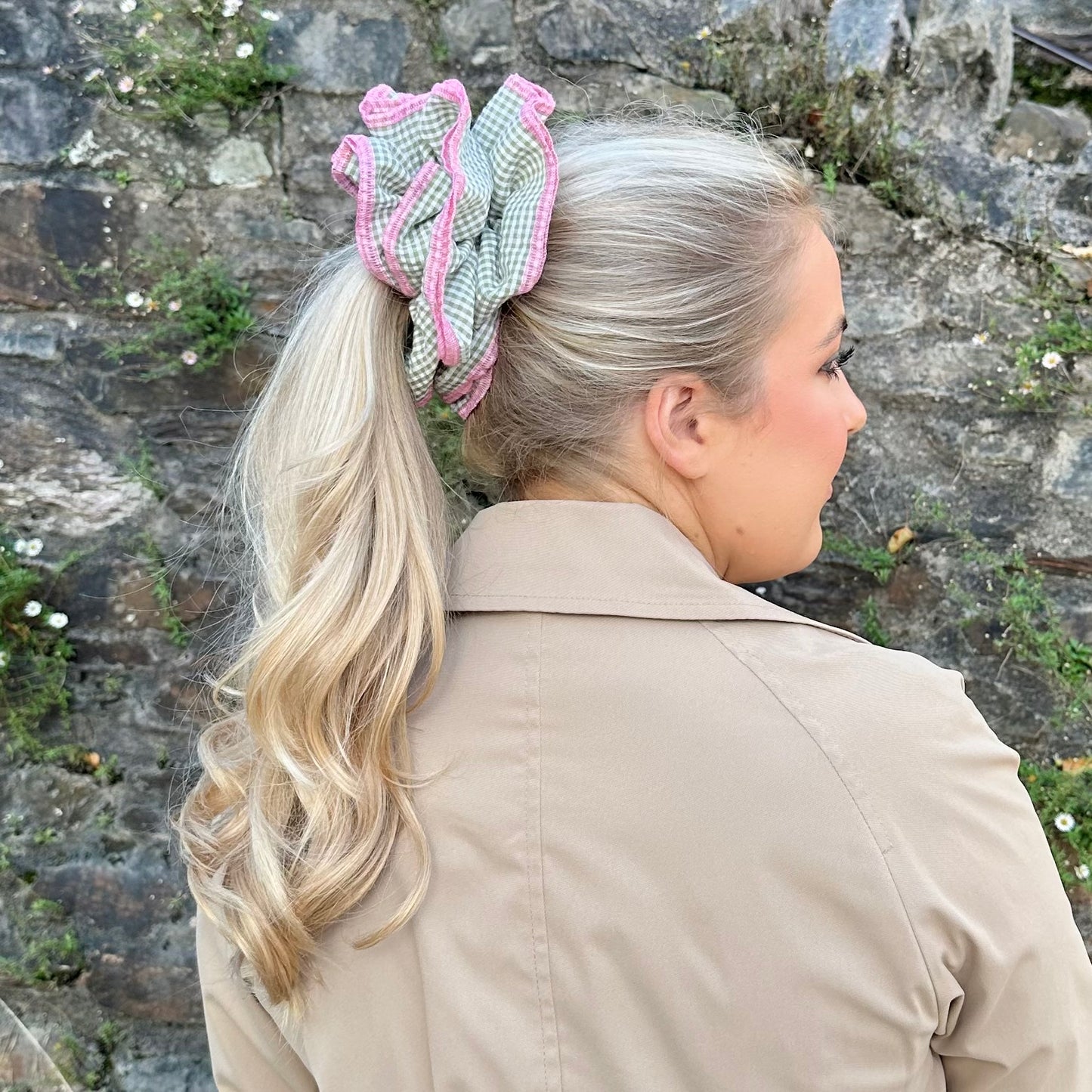 Oversize Large Gingham Scrunchie