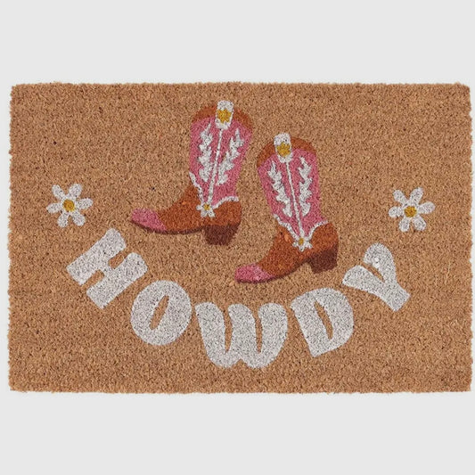 ‘Howdy’ Pink Cowboy Boots Doormat 🤠