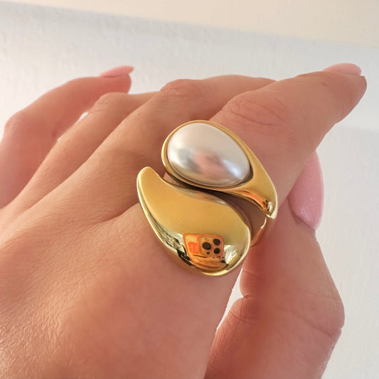 Chunky Open Statement Ring (Burgundy or Pearl)