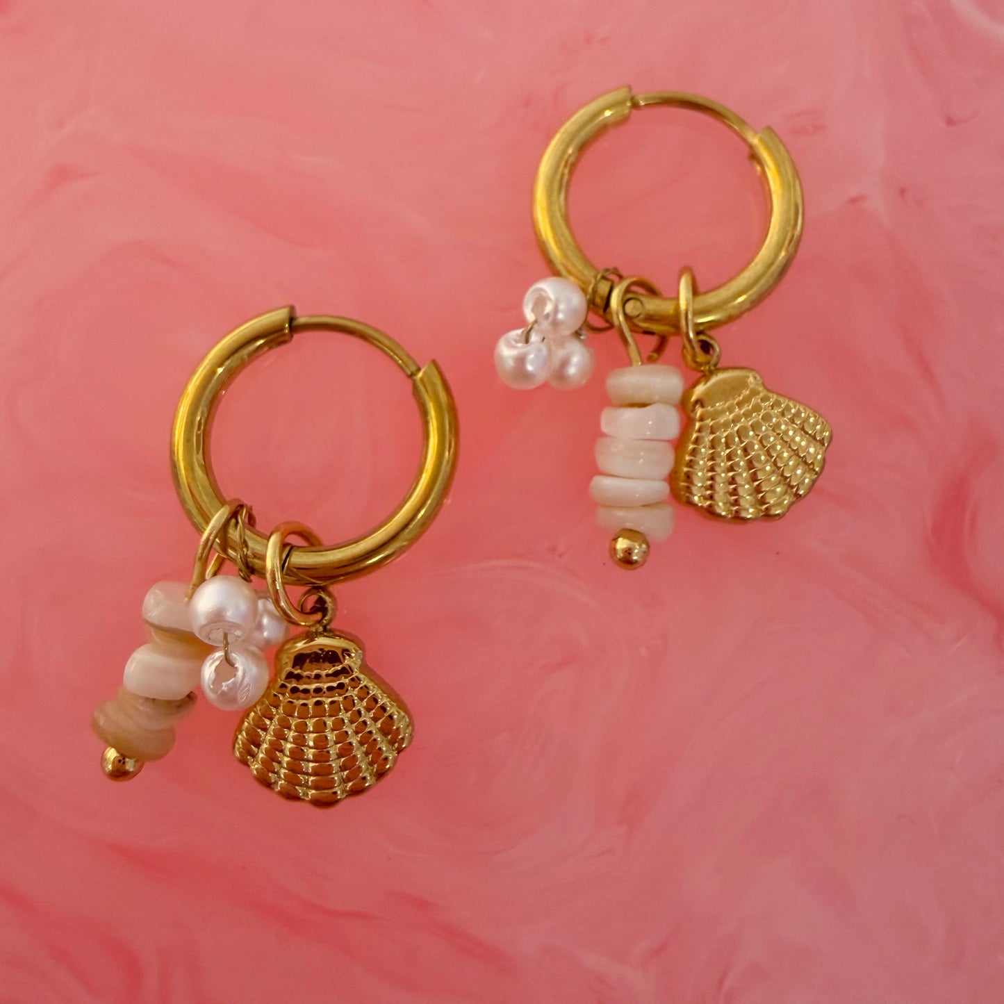 Seashell Charm Earrings With Beads And Pearls 🐚