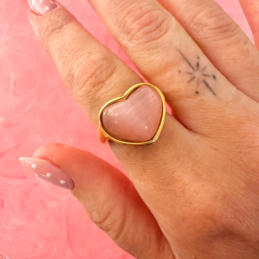 Super Chunky Pink Heart Ring
