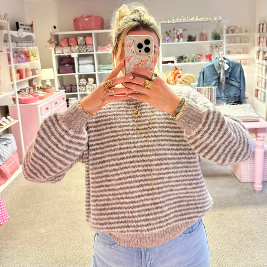 Beige & Cream Super Soft Stripe Jumper