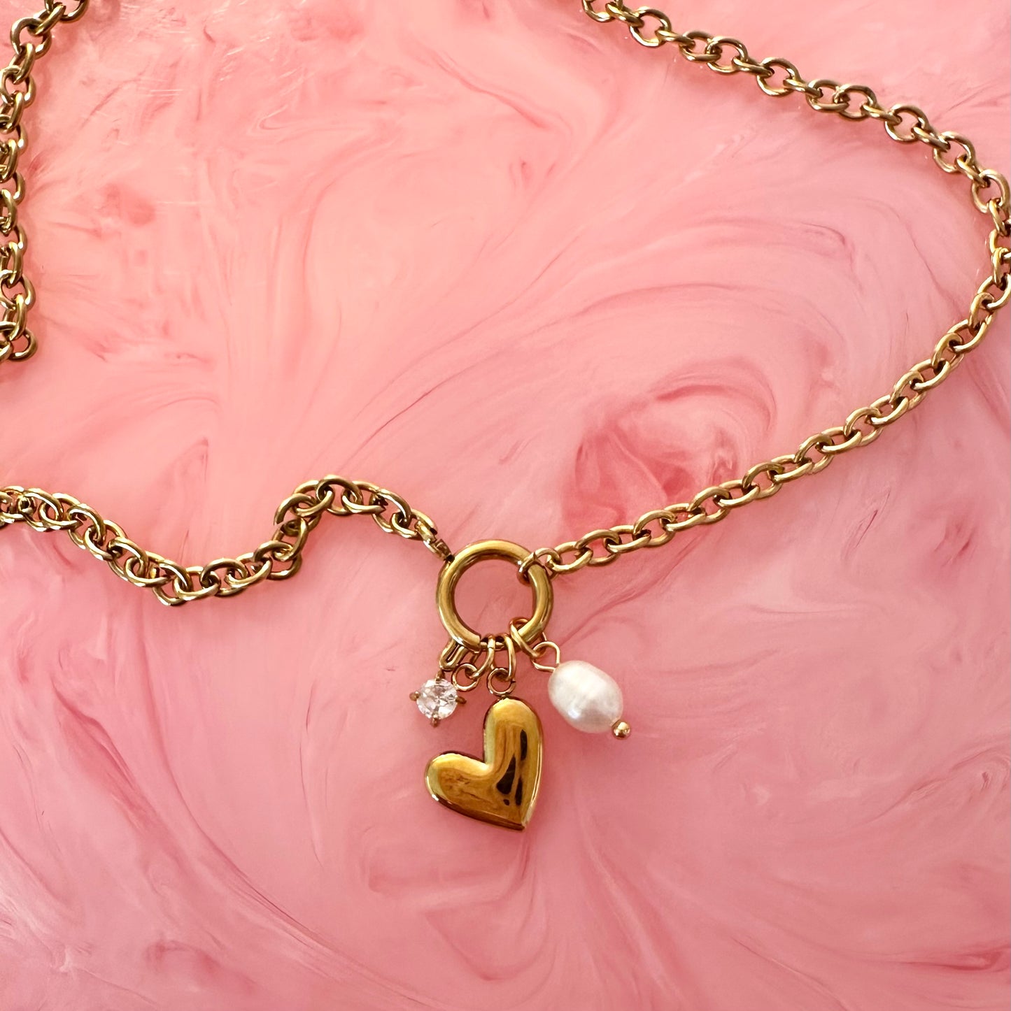Charm Gold Necklace With 3 Charms