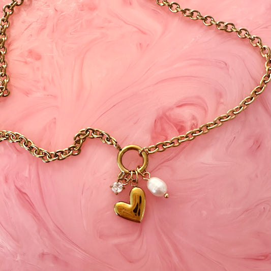 Charm Gold Necklace With 3 Charms