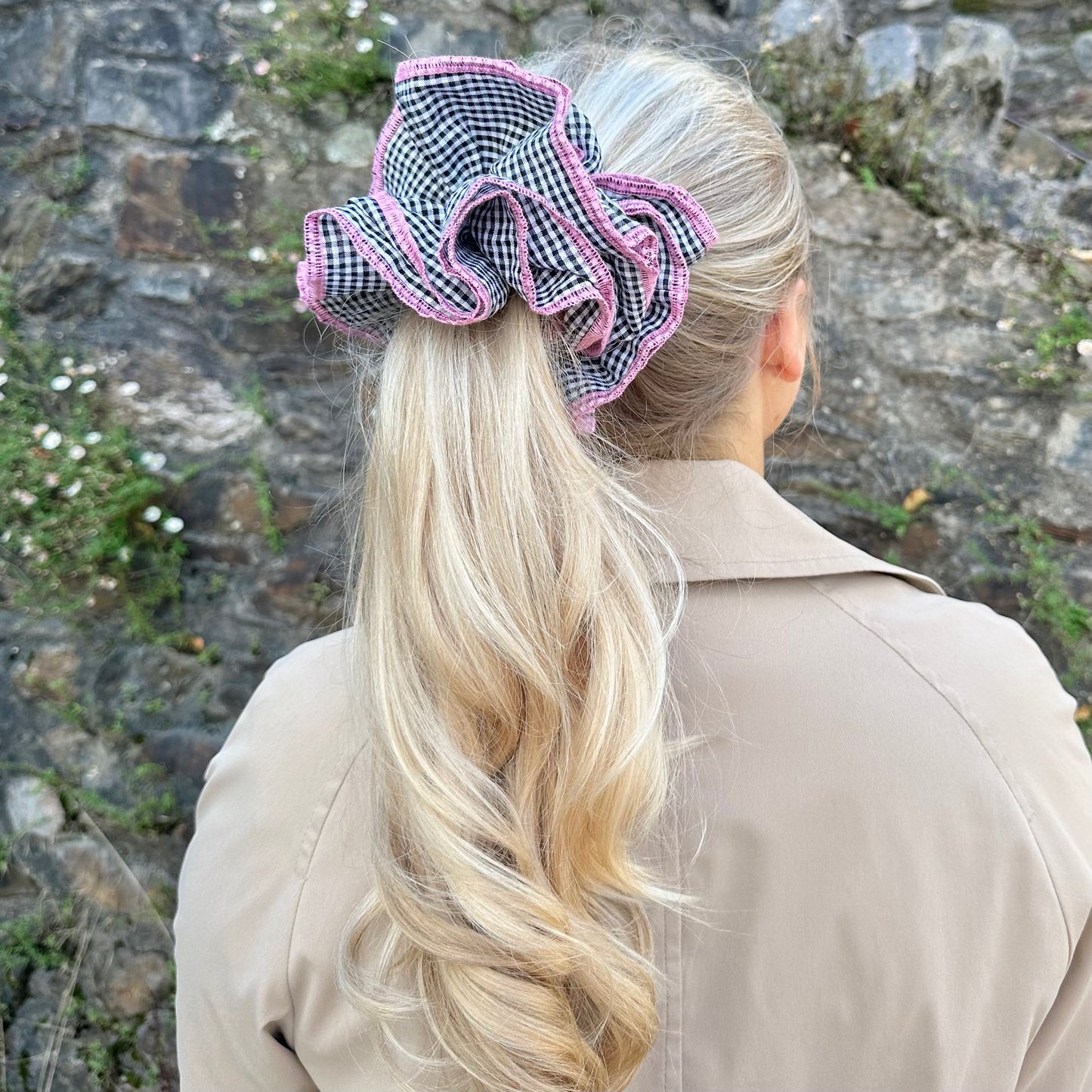 Oversize Large Gingham Scrunchie