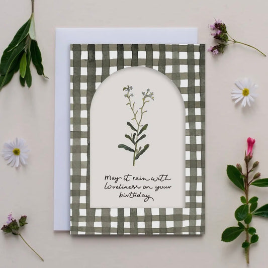 ‘May It Rain With Loveliness On Your Birthday’ Greeting Card