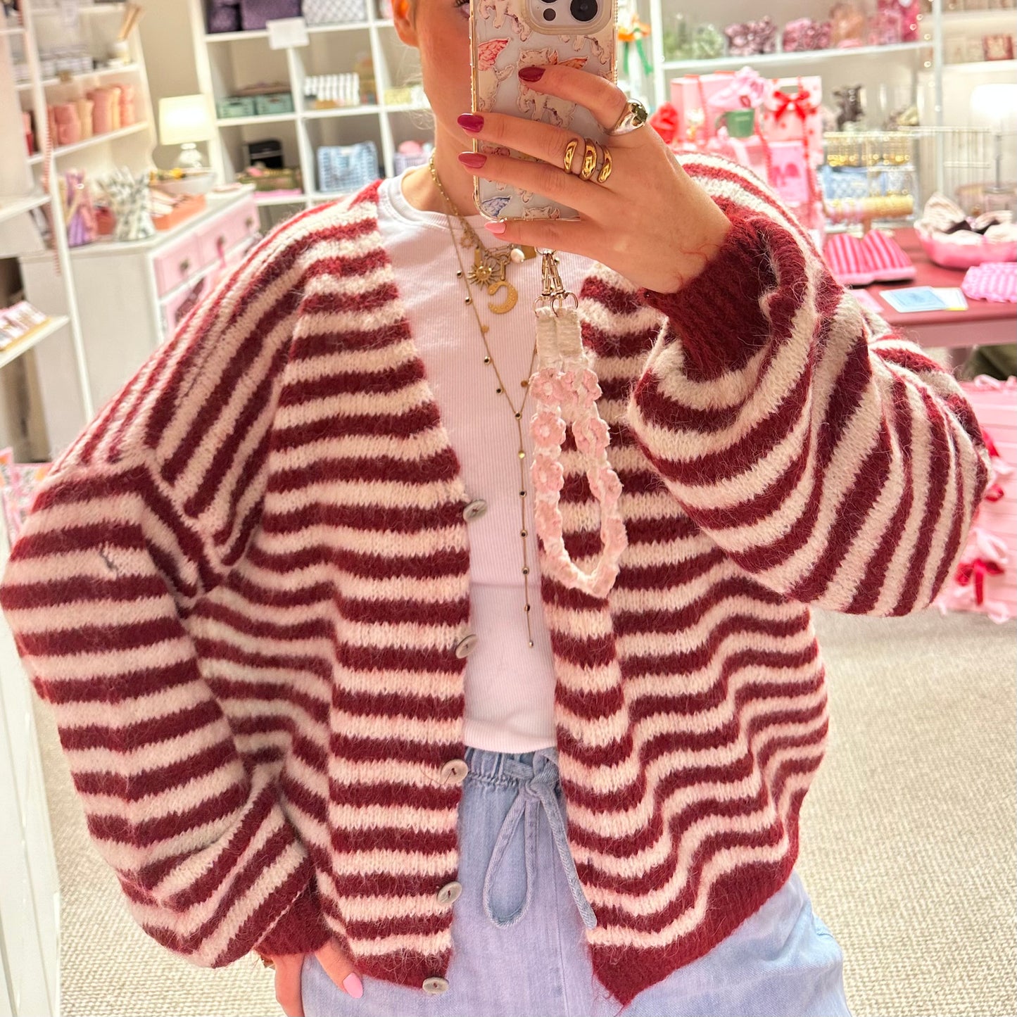 Super Soft Burgundy Stripe Cardigan ✨