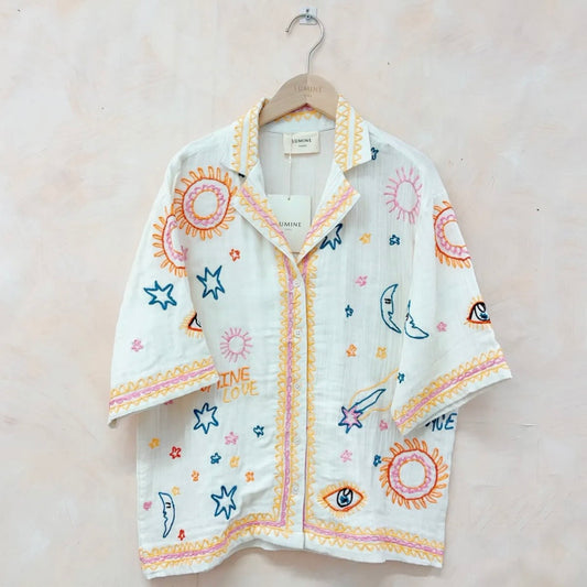 Embroidered Detail Summer Cotton Shirt