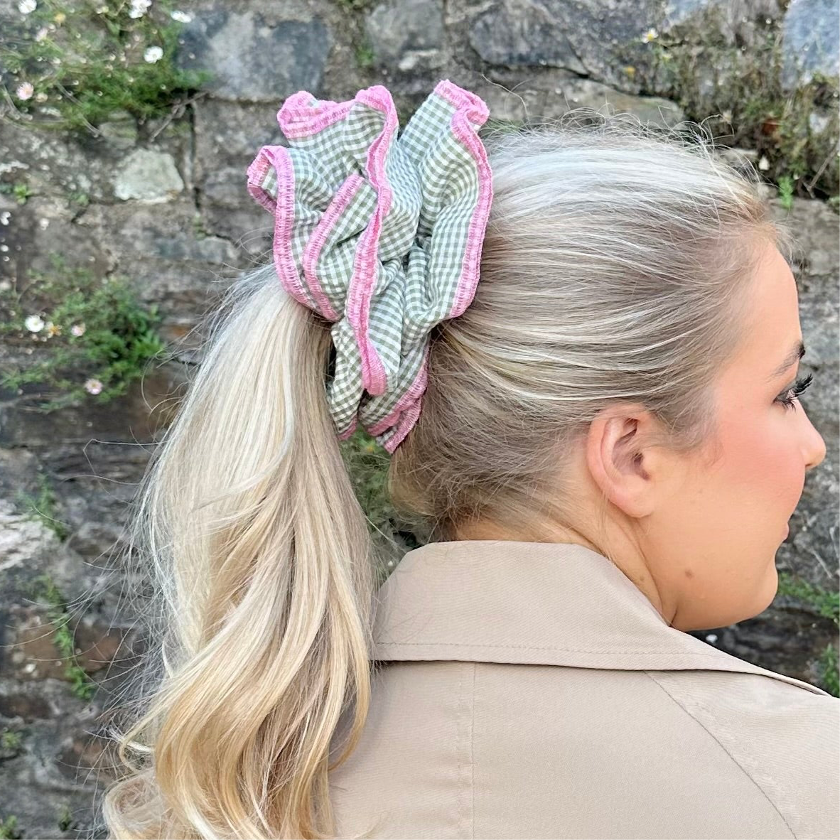 Oversize Large Gingham Scrunchie