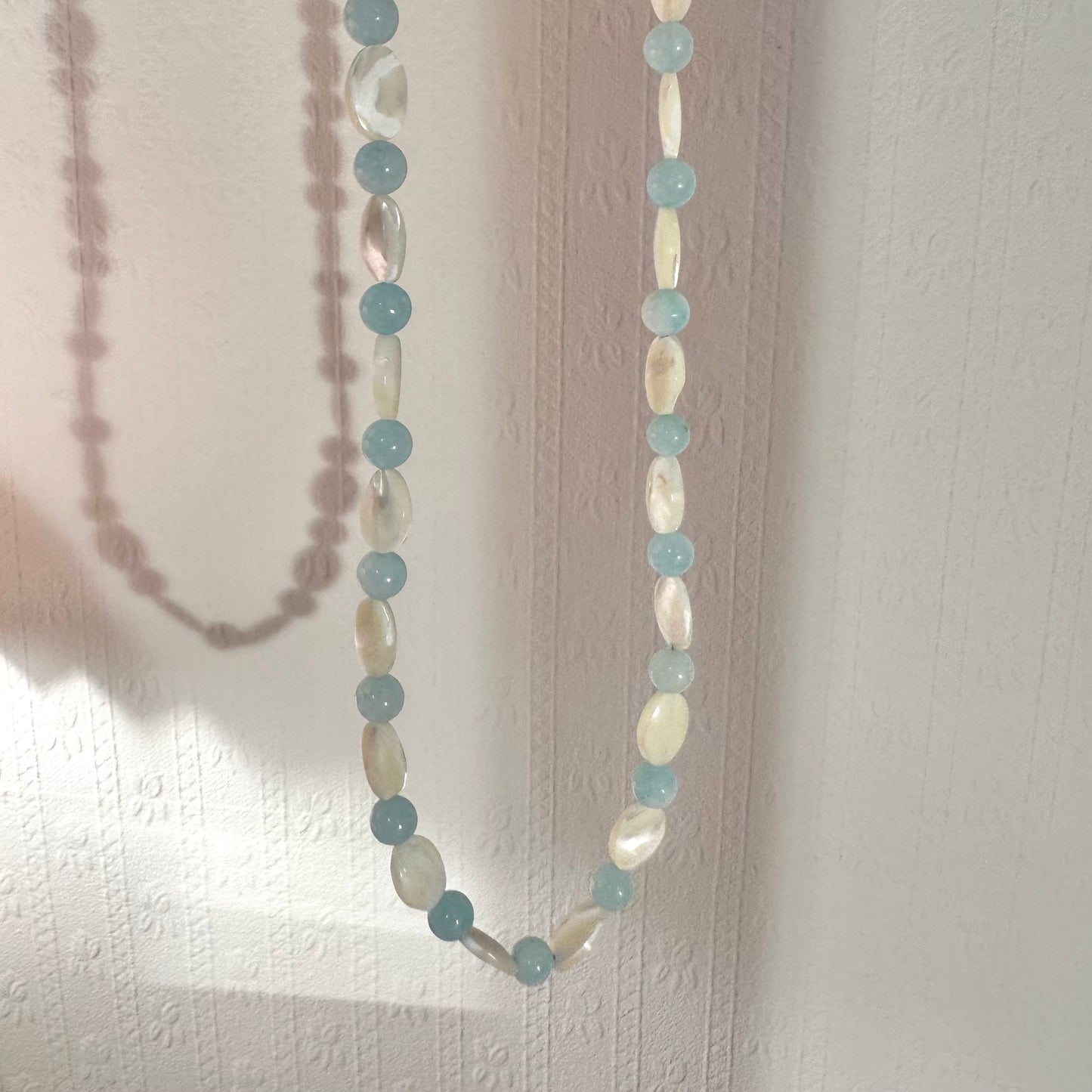 Dreamy Baby Blue & Iridescent Beaded Necklace