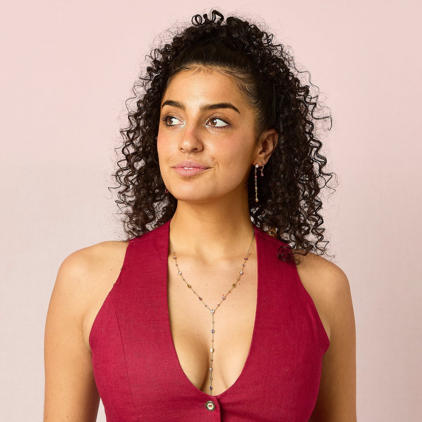 Bijoux De Mimi 'Araminta' Pink Gold Droplet Necklace