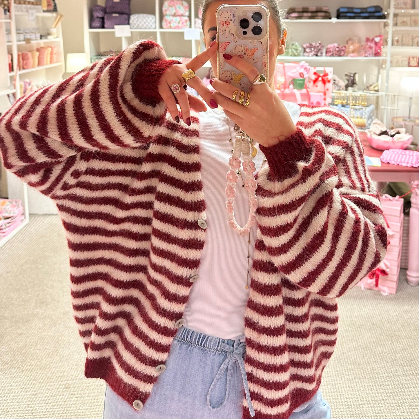 Super Soft Burgundy Stripe Cardigan ✨