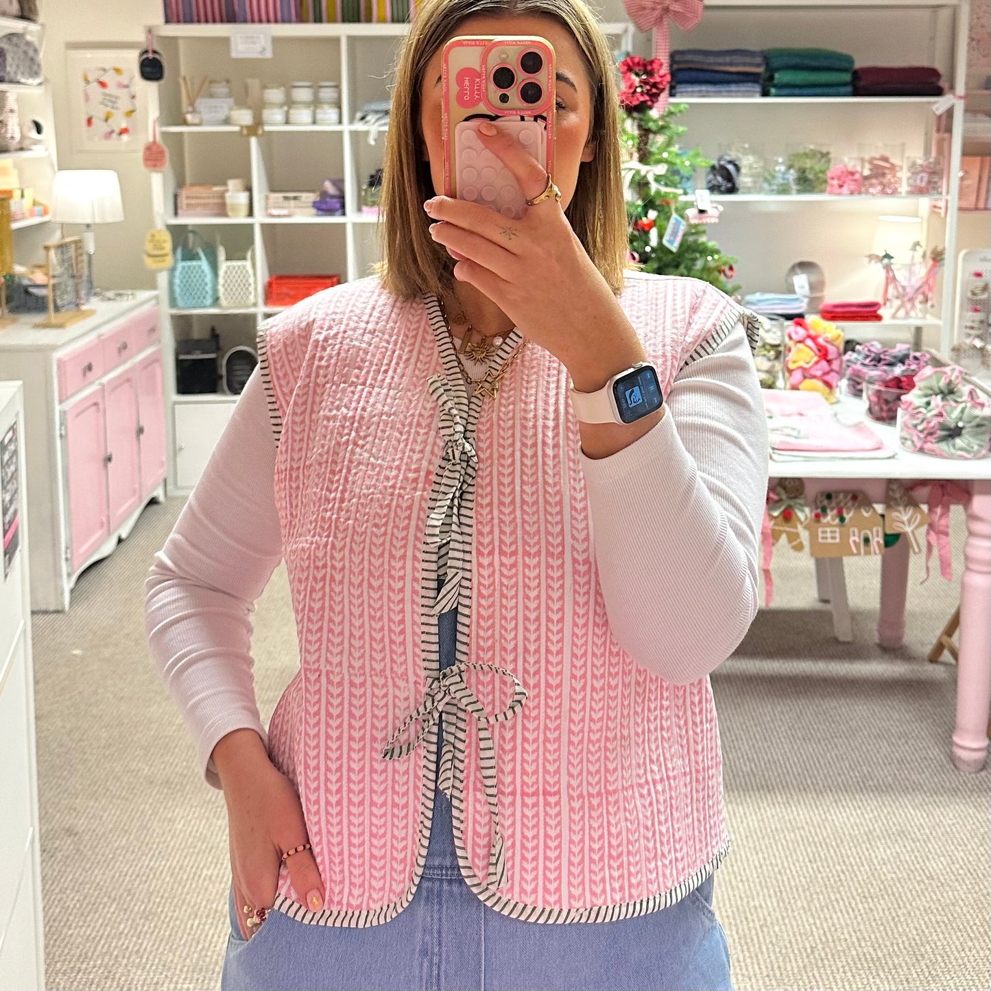 Tie Up Quilted Pattern Vest