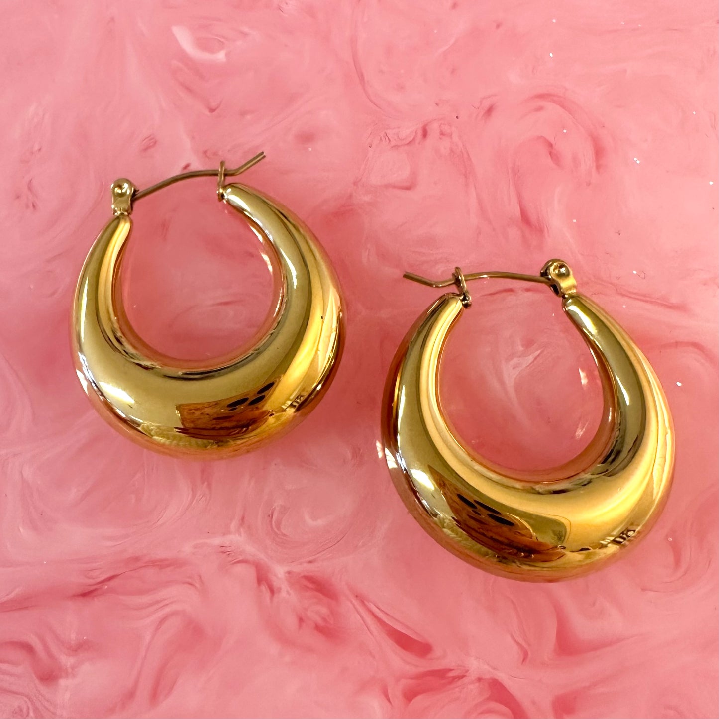 Gold Chunky Hoop Earrings ✨