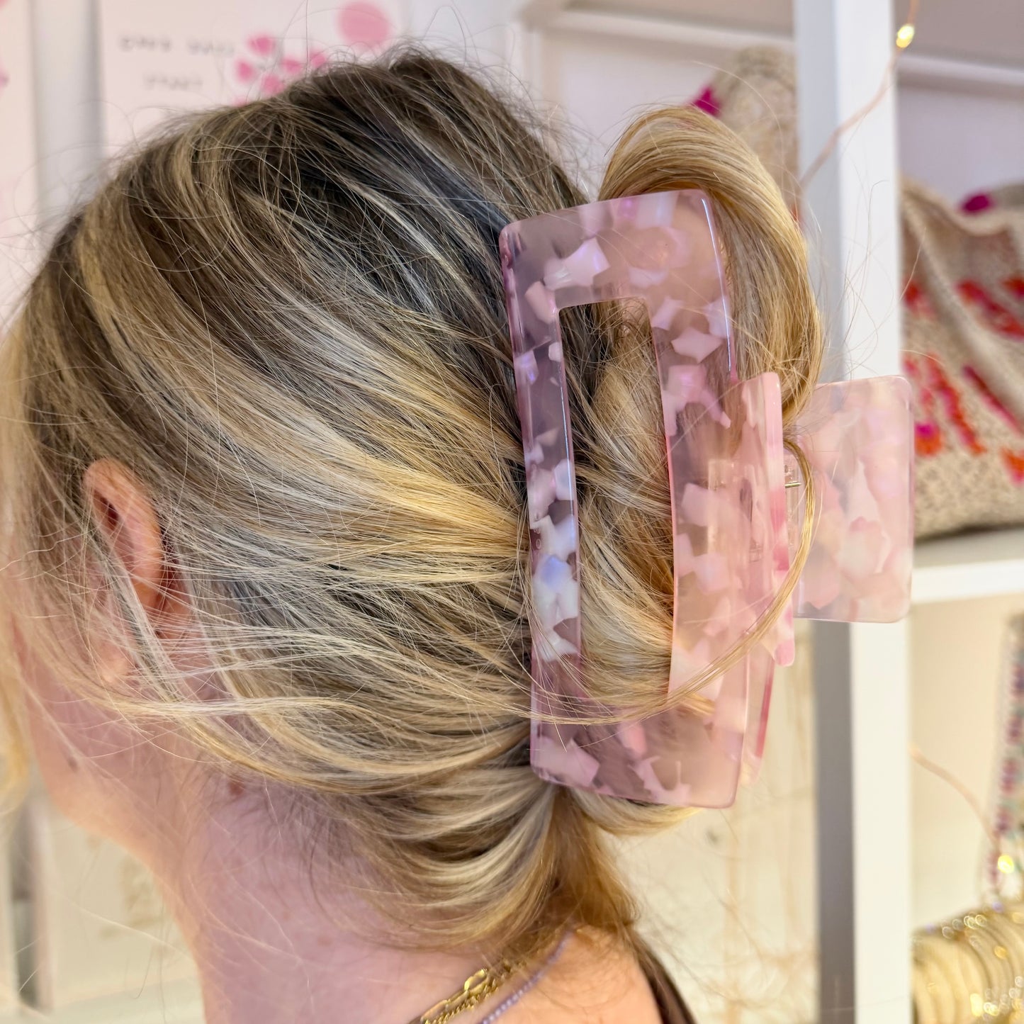 Light Pink Marble XL Claw Clip