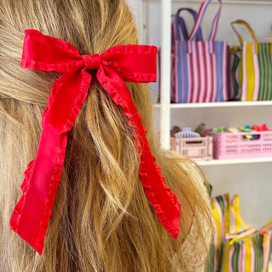 Red Frill Edge Bow Hair Clip