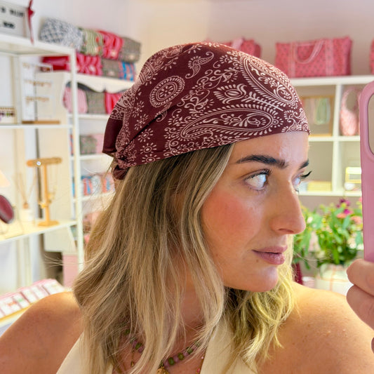 Paisley Burgundy Print Bandana Scarf