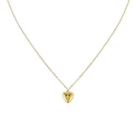 Bijoux De Mimi 'Megan' Turqouise Gold Heart Pendant Necklace