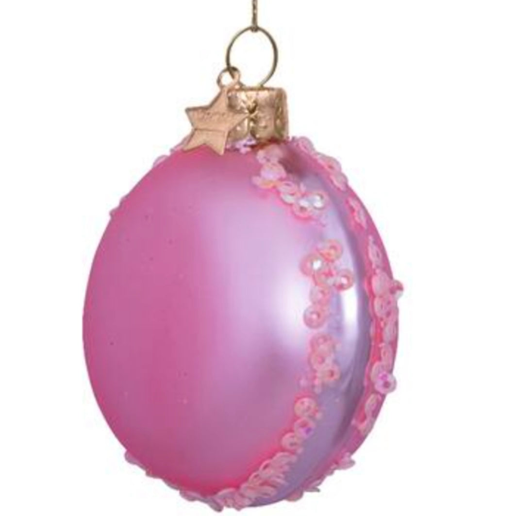 Pink Glitter Macaroon Christmas Ornament