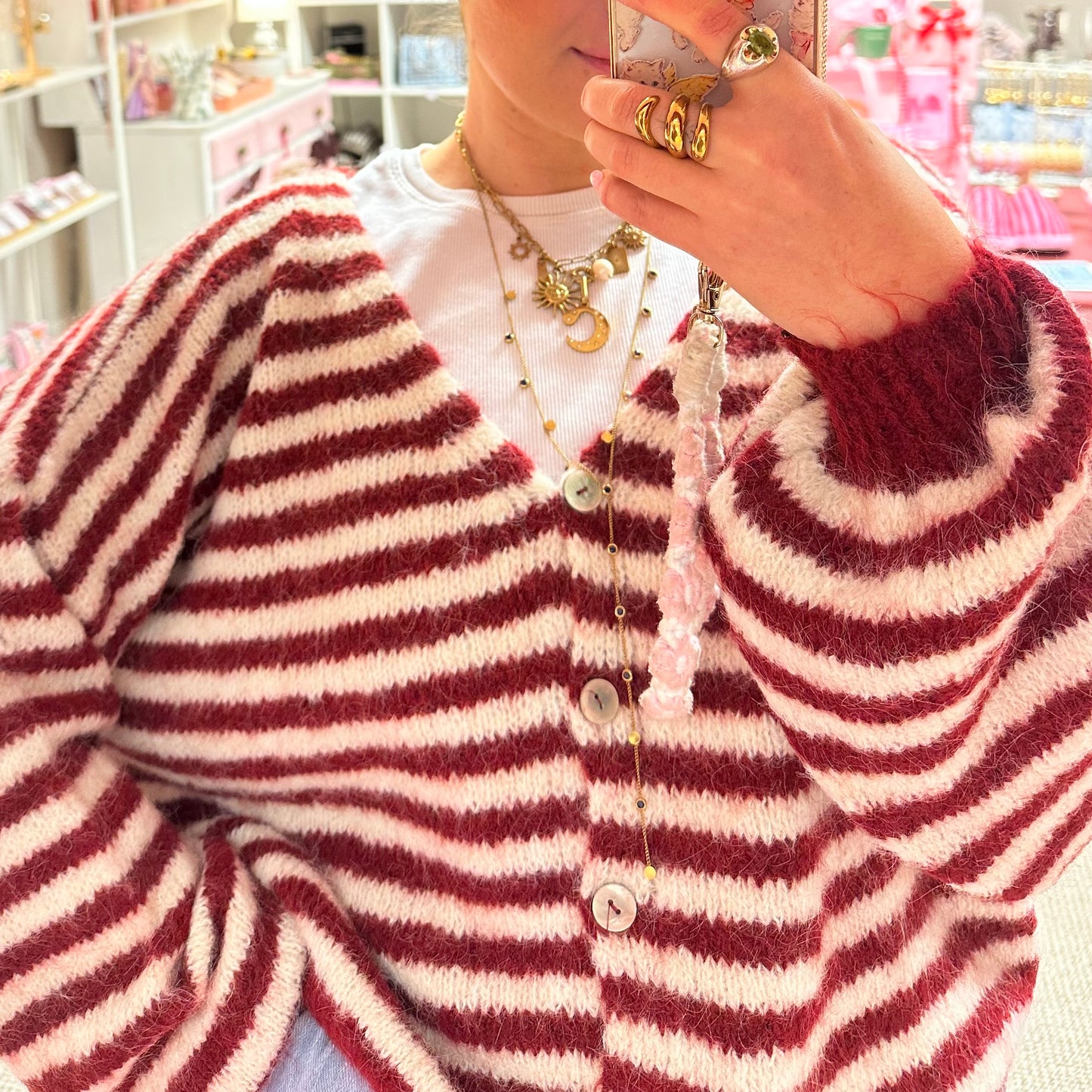 Super Soft Burgundy Stripe Cardigan ✨