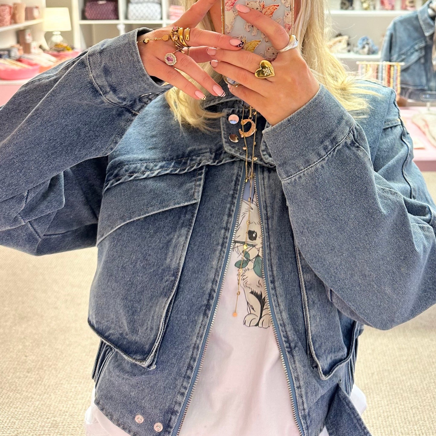 ✨ Denim Oversize Bomber Jacket