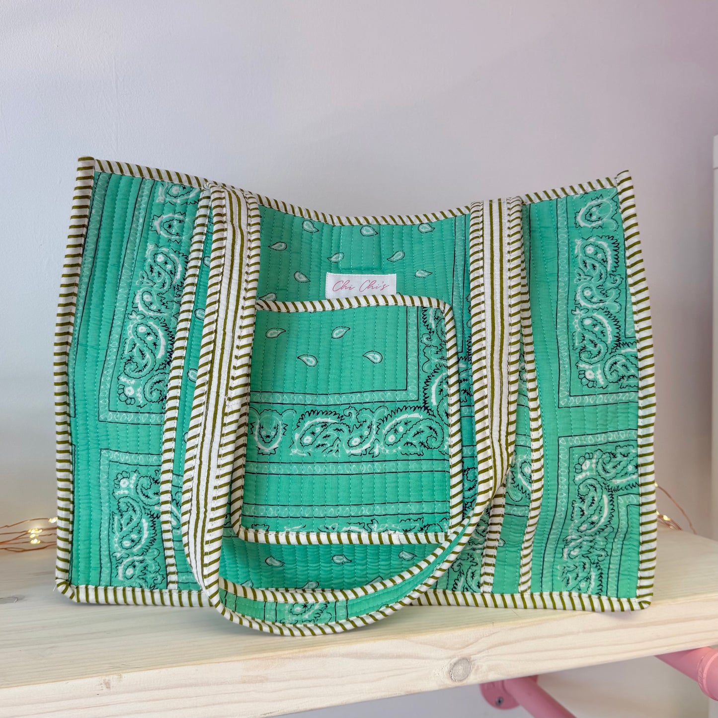 Chi Chi’s Turqouise Bandana Print Tote Bag 💙