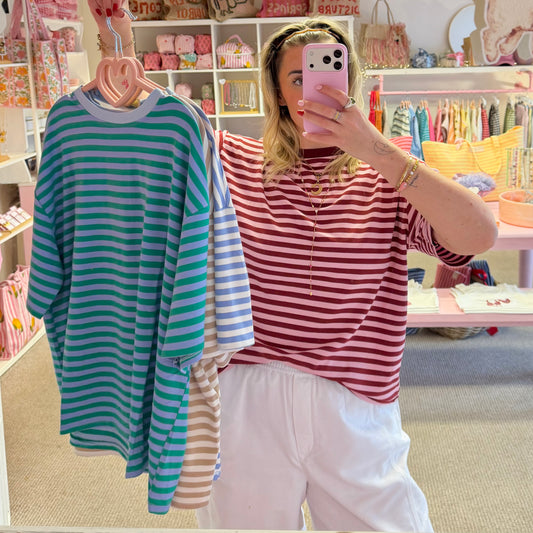 Stripe Boxy Oversize Fit T-Shirt (4 Colourways)